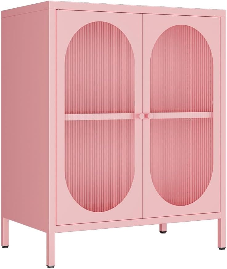Storage & Organization - Mała, metalowa szafka boczna z przezroczystymi