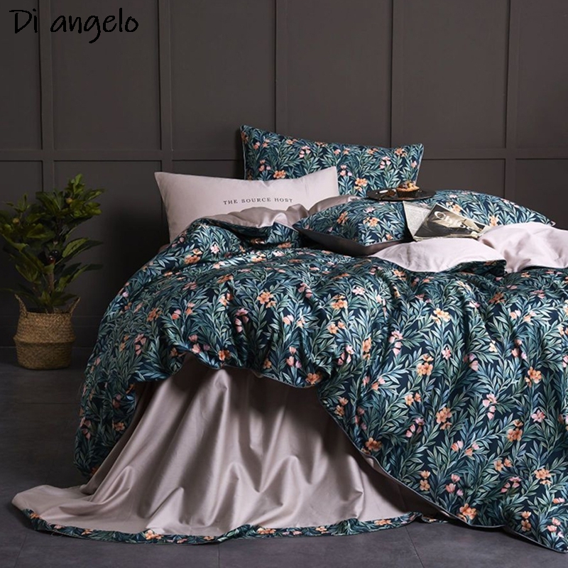 Aesthetic Floral Duvet Cover - Komplet pościeli z bawełny egipskiej 600TC,