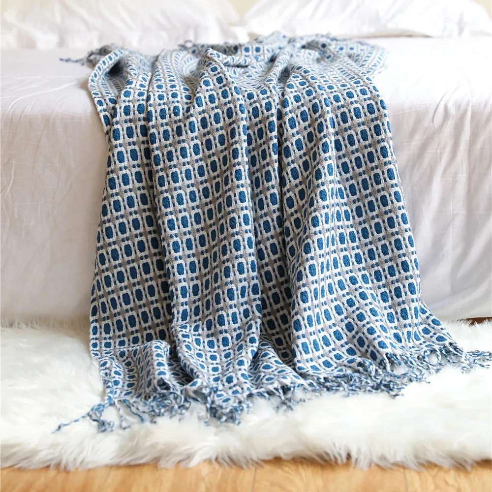 Koc z geometrycznym wzorem w k – Boho Throw Blanket Fringe recenzja i cena