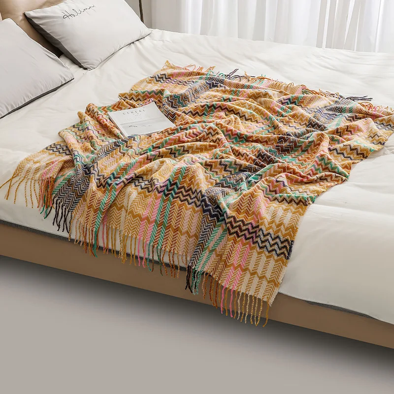 Koc w stylu boho z falistym wz – Boho Throw Blanket Fringe recenzja i cena